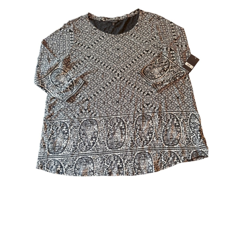 NWT Lucky Brand Blue White Print Tunic Shirt Size 1X